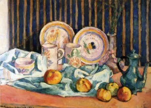 Still Life with Teapot, Apples and Dishes painting by Emile Bernard