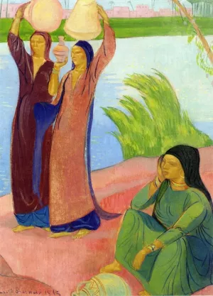 Three Women on the Banks of a River by Emile Bernard Oil Painting