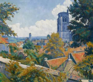 Vue sur Tonnerre avec l'eglise Notre Dame by Emile Bernard Oil Painting