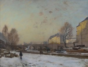 Le Pont-Neuf, berge du quai des Grands Augustins by Emile Cagniart Oil Painting