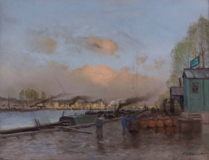 Le quai de Bercy by Emile Cagniart Oil Painting