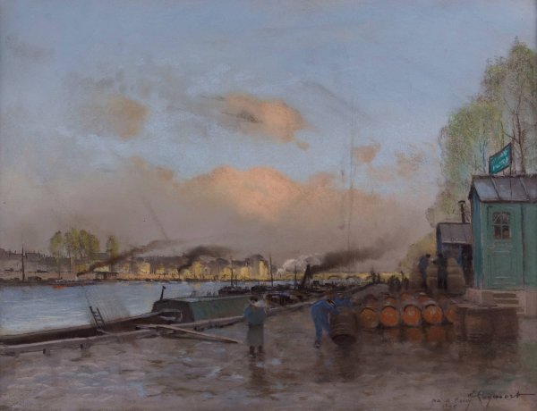 Main Product Photo of Le quai de Bercy  Painting by Emile Cagniart