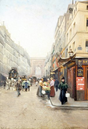 La rue du Faubourg-Saint-Denis by Emile Cambiaggio Oil Painting