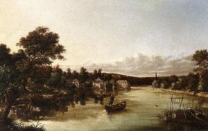 Leaving for a Day of Fishing by Emile Charles Lambinet Oil Painting