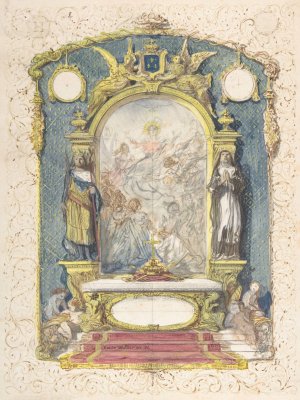 Altar Flanked by St. Louis and St. Theresa by Emile-Charles Wattier Oil Painting
