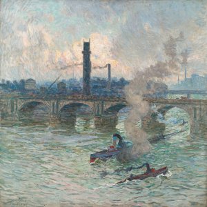 Brume, vapeur et fumee sur la Tamise by Emile Claus Oil Painting