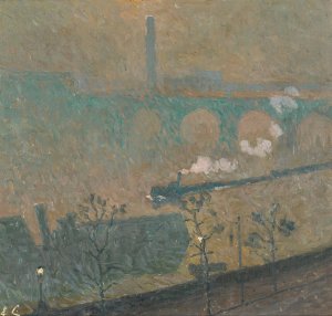 Fog, Lanternes Allumees by Emile Claus Oil Painting