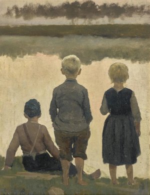 Study for Le bateau qui passe by Emile Claus Oil Painting