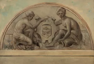 La Seine et la Marne encadrant le blason d'Alfortville by Emile Delbos Oil Painting