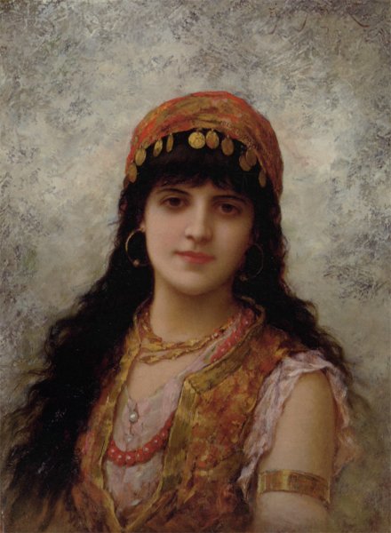 An Oriental Beauty by Emile Eisman-Semenowsky - Hand-Painted Oil Painting Reproduction