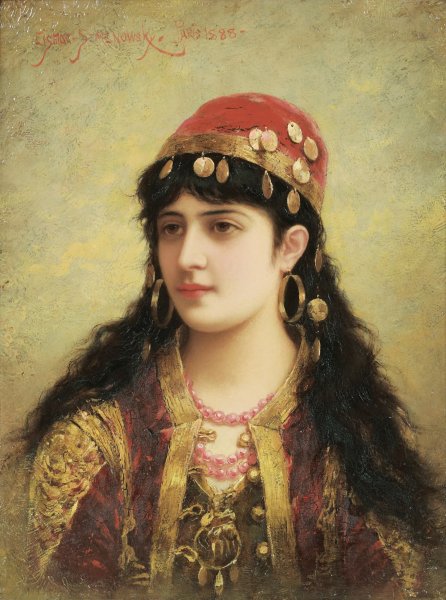 An Oriental Beauty by Emile Eisman-Semenowsky - Hand-Painted Oil Painting Reproduction