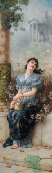 Catching Butterflies by Emile Eisman-Semenowsky Oil Painting