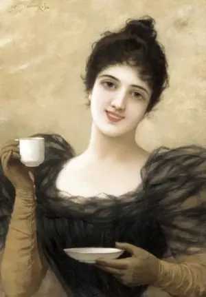 Lady with Coffee Cup by Emile Eisman-Semenowsky Oil Painting