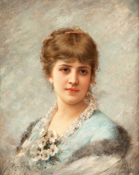 Main Product Photo of Portrait of a Lady Painting by Emile Eisman-Semenowsky