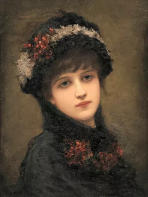 Portrait of a Woman In Black painting by Emile Eisman-Semenowsky