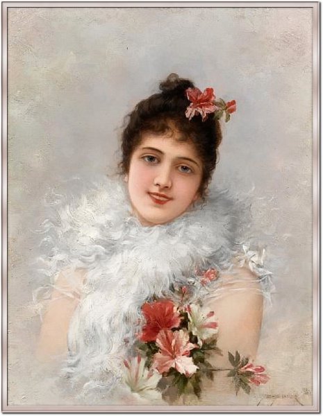 Portrait of a Young Beauty by Emile Eisman-Semenowsky - Hand-Painted Oil Painting Reproduction