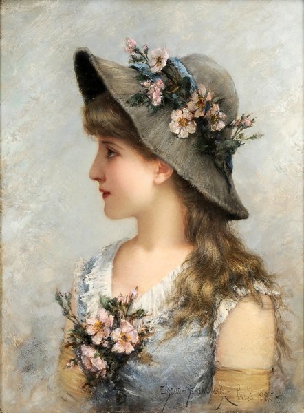 Main Product Photo of Portrait of a Young Girl Painting by Emile Eisman-Semenowsky