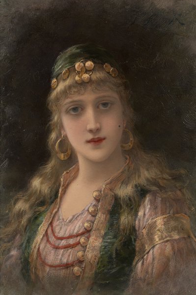 Portrait of a Young Gypsy by Emile Eisman-Semenowsky - Hand-Painted Oil Painting Reproduction