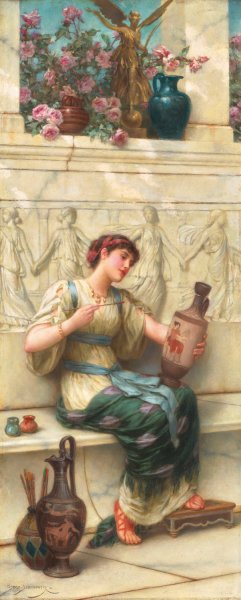 The finishing touch by Emile Eisman-Semenowsky Oil Painting