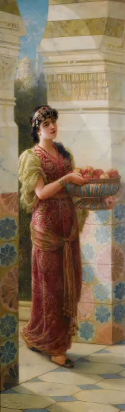 The Fruit Seller by Emile Eisman-Semenowsky Oil Painting