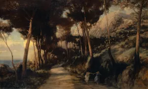 Landsape on Capri, called the Route of Tiberius by Emile Francois David Oil Painting