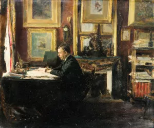Comedian Constant Coquelin Aka Coquelin Aine In His Study by Emile Friant Oil Painting