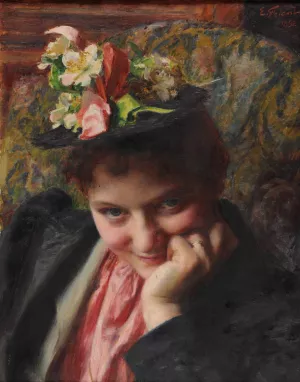 Le chapeau a fleurs by Emile Friant Oil Painting