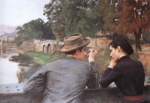 Les Amoureux (Soir d'automne) Oil painting by Emile Friant
