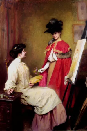 Studio Visit painting by Emile Friant