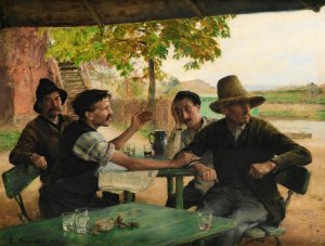 The Political Discussion by Emile Friant Oil Painting
