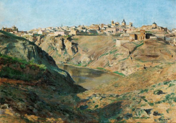 View Of Toledo  by Emile Friant - Hand-Painted Oil Painting Reproduction