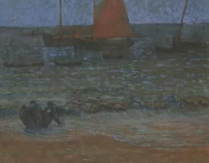Marine Au Crepuscule by Emile Jourdan Oil Painting