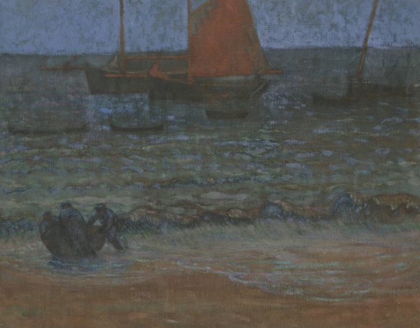 Marine Au Crepuscule  by Emile Jourdan - Hand-Painted Oil Painting Reproduction