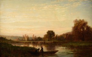 Paysage avec cours d'eau by Emile Lambinet Oil Painting