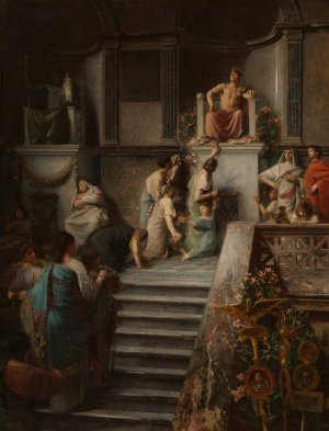 Caligula indulging in the worship of the people by Emile Levy Oil Painting