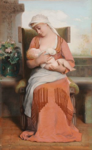 La Jeune mere by Emile Levy Oil Painting