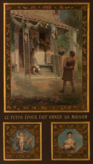 Le Futur epoux Fait Orner sa Maison by Emile Levy Oil Painting