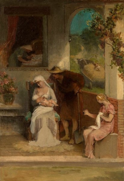 Le Premier Ne  by Emile Levy - Hand-Painted Oil Painting Reproduction