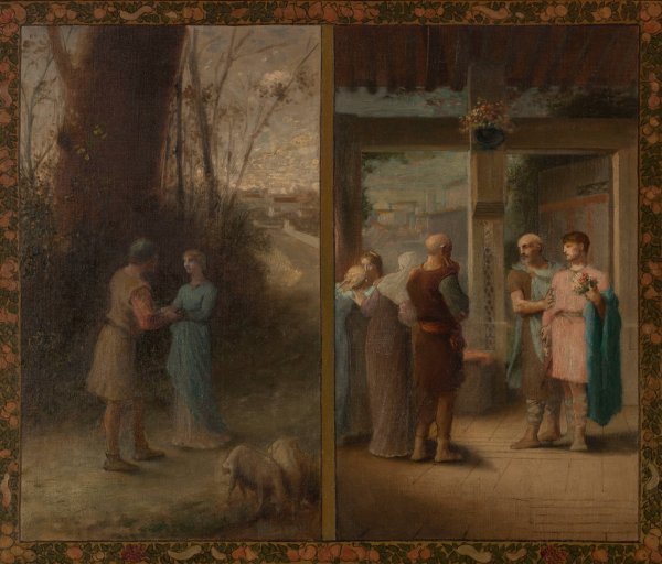 Main Product Photo of Les Premiers Serments, La Demande en Mariage  Painting by Emile Levy