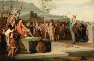 Vercingetorix Throws Down His Arms At The Feet Of Julius Caesar by Emile Levy Oil Painting