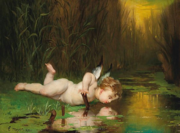 Main Product Photo of Cupid and his own reflection  Painting by Emile Meyer