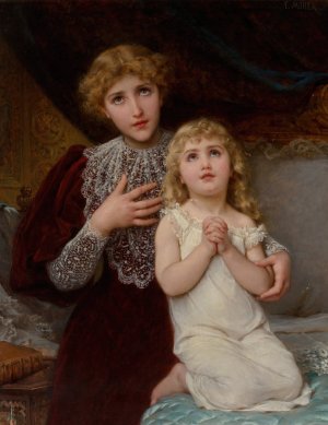Evening prayer by Emile Munier Oil Painting