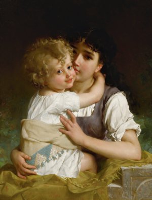 Maternal Affection by Emile Munier Oil Painting