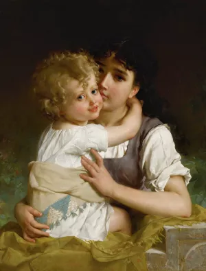 Maternal Affection by Emile Munier Oil Painting