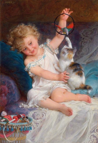 Playtime  by Emile Munier - Hand-Painted Oil Painting Reproduction