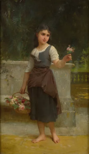 The Flower Girl by Emile Munier Oil Painting