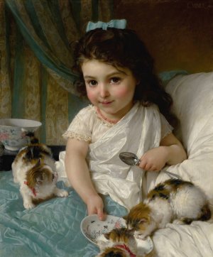 The Morning Meal by Emile Munier Oil Painting