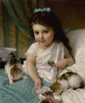 The Morning Meal by Emile Munier Oil Painting