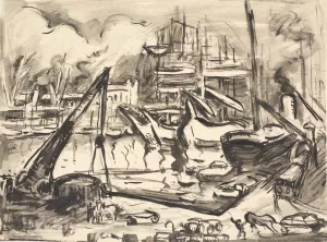 Havnebassinet Kattendick i Antwerpen. by Emile Othon Friesz Oil Painting