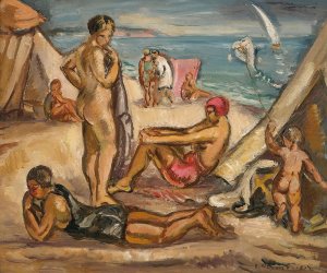 Scene Animee; Baigneuses, Le Cerf Volant by Emile Othon Friesz Oil Painting